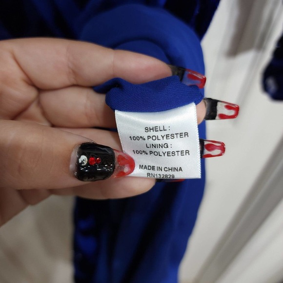 House of Harlow Revolve Womens Dress Ivan Blue Velour Burnout Ruffle Slit Sz XXS - Picture 11 of 15